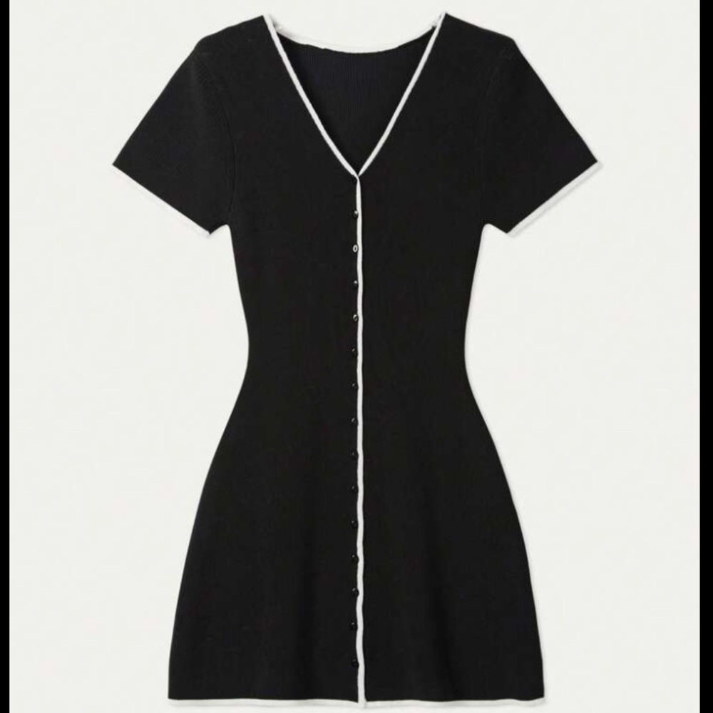 Elegant Black Button-Down Dress